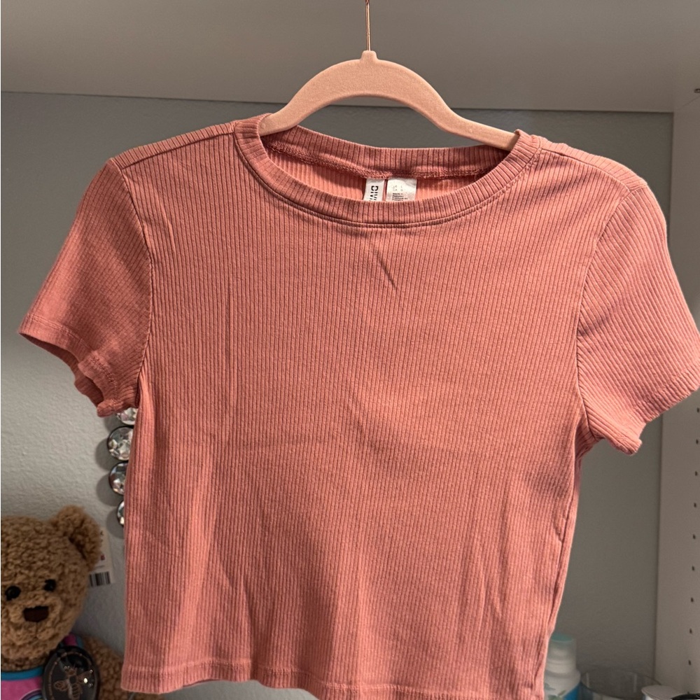 H & M-Divided Women's Pink Ribbed Crop Top